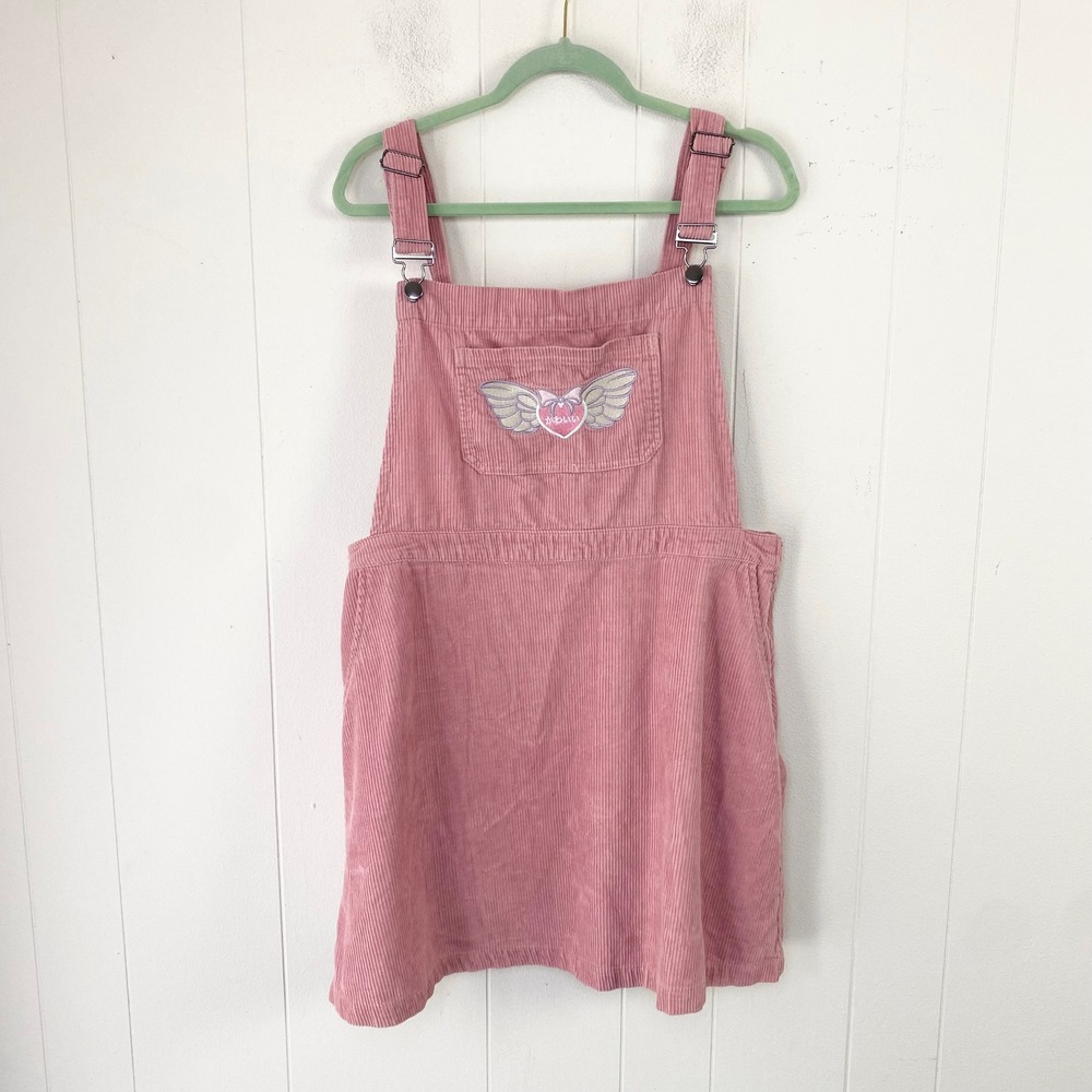 Hot Topic Pink Corduroy Kawaii Winged Heart Overall Jumper Dress Plus Size 2X